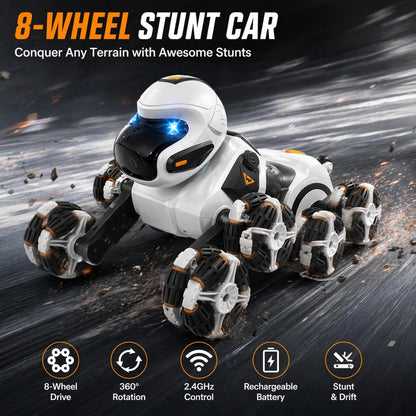 8WD RC Stunt Car with 360° Rotation, Spray & LED