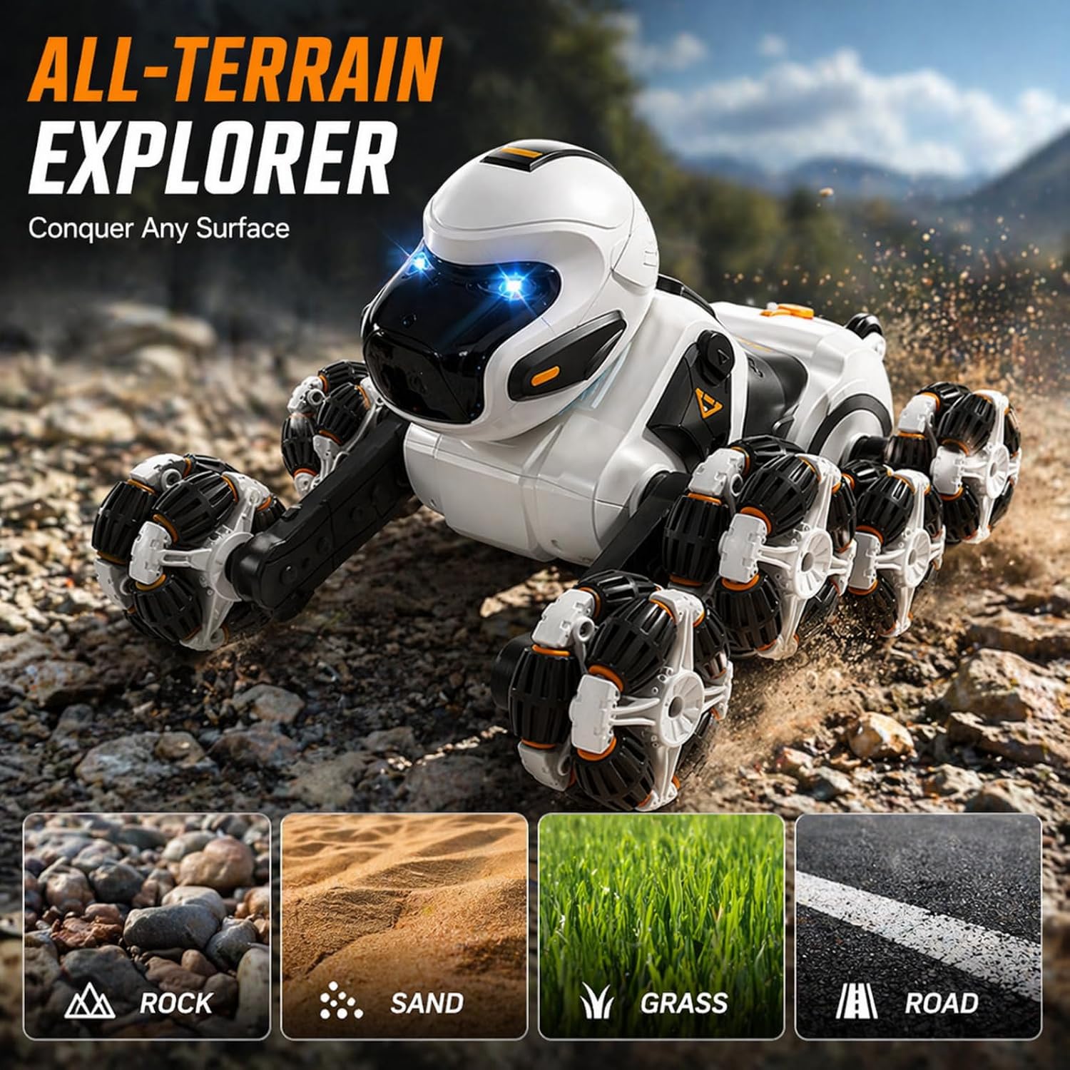 8WD RC Stunt Car with 360° Rotation, Spray & LED